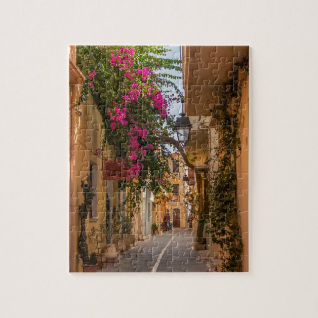 Narrow sreet in old Rethymnon, Crete, Greece Jigsaw Puzzle (Vertical)