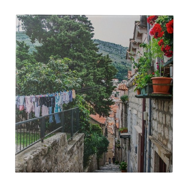 Narrow stone street in Dubrovnik Canvas Print Tile (Front)