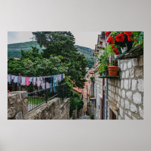 Narrow stone street in Dubrovnik Poster
