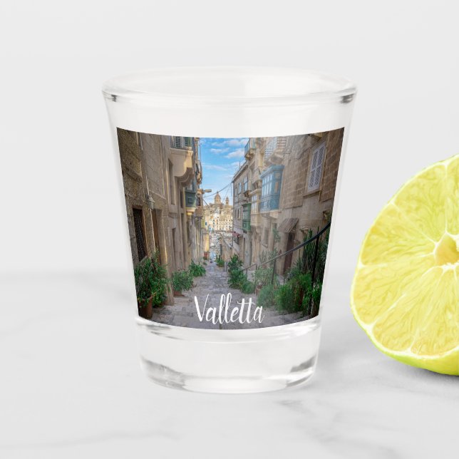 Narrow stone street in Malta Shot Glass (Front)