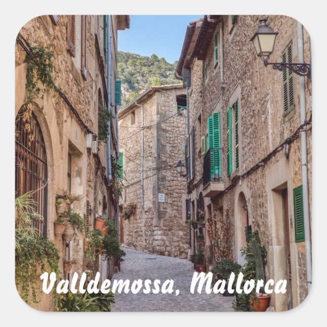 Narrow street in Valldemossa village - Mallorca Square Sticker (Front)