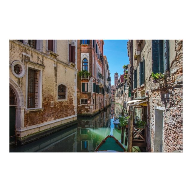 Narrow street with canal in Venice Photo Print (Front)