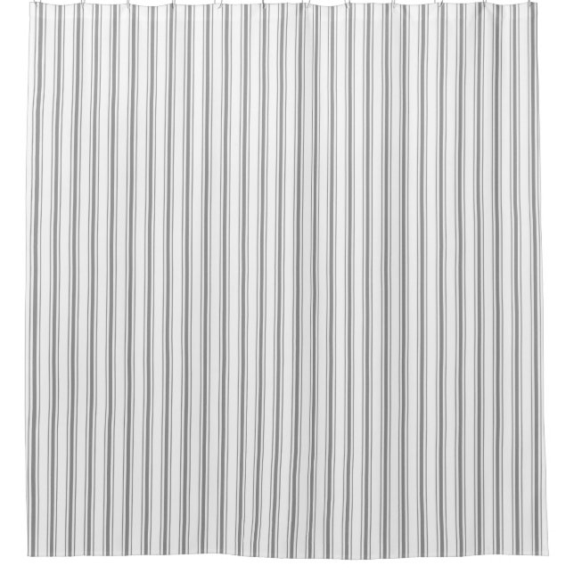 Narrow Stripe Charcoal Grey White Mattress Ticking (Front)