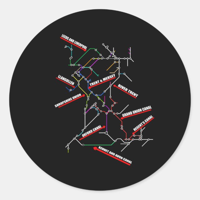Narrowboat Canal Boat Map Classic Round Sticker (Front)
