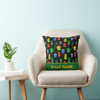 Narrowboat Canal Boat Name Patterned Throw Pillow