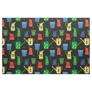 Narrowboat Canal Boat Patterned Black Fabric
