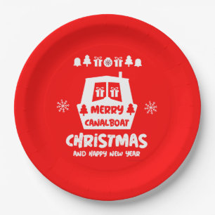 Narrowboat Canal Christmas Xmas Gifts    Paper Plate