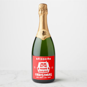 Narrowboat Canal Christmas Xmas Gifts    Sparkling Wine Label