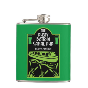 Narrowboat Canal Pubs Hip Flask