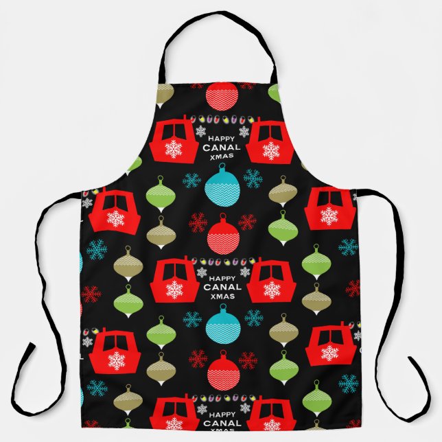 Narrowboat Christmas Holiday Apron (Front)