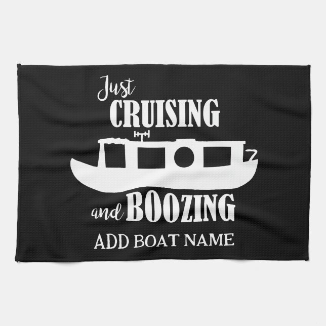 Narrowboat Funny Drinking Quote Galley Kitchen Towel (Horizontal)
