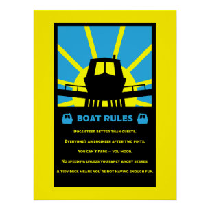 Narrowboat Funny Rules Poster