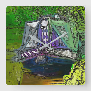 NARROWBOAT SQUARE WALL CLOCK