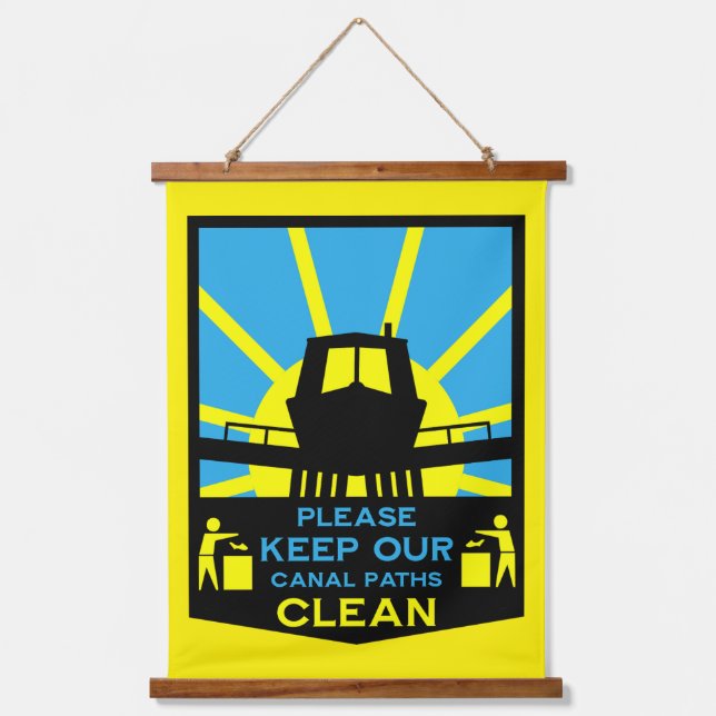 Narrowboat Stickers And Signs Hanging Tapestry (Front)