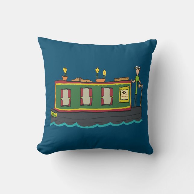 Narrowboat Throw Pillow (Front)