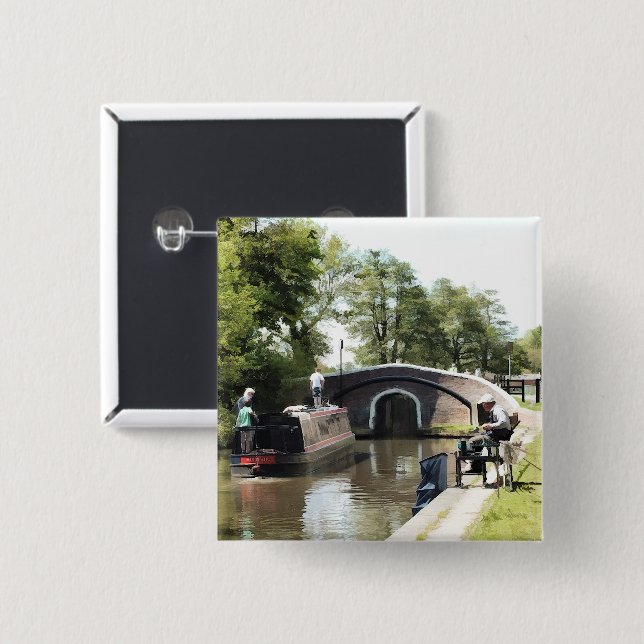 NARROWBOATS 2 INCH SQUARE BUTTON (Front & Back)