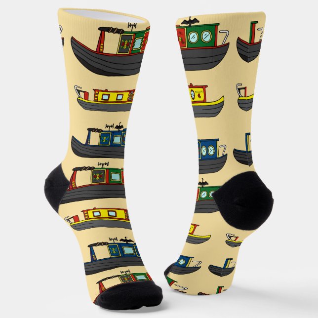 Narrowboats Patterned Canal Boat Owner Socks (Angled)