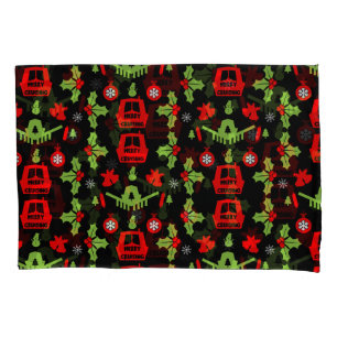 Narrowboats Xmas Canal Christmas  Pillowcase