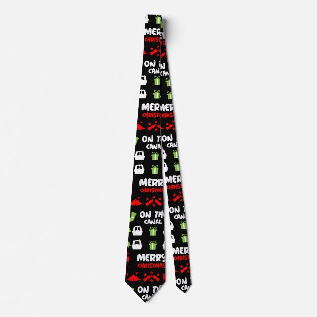Narrowboats Xmas Canal Christmas  Tie (Front)