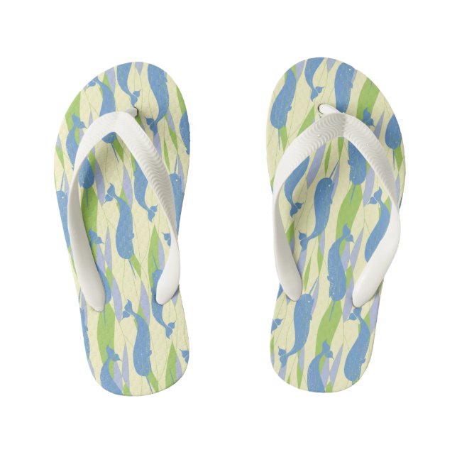 Narwhal Allover Print Flip Flop in Retro Colours (Footbed)