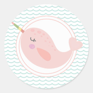 Narwhal and mermaid birthday pastel sticker