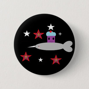 Narwhal and the Space cupcake 2 Inch Round Button