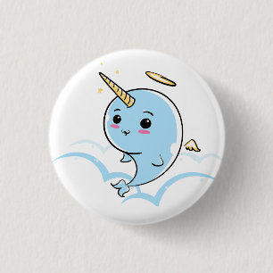 Narwhal Angel Cutie 1 Inch Round Button