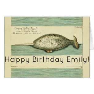 Narwhal Antique Whale Watercolor Painting