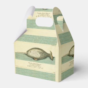 Narwhal Antique Whale Watercolor Painting Favor Box