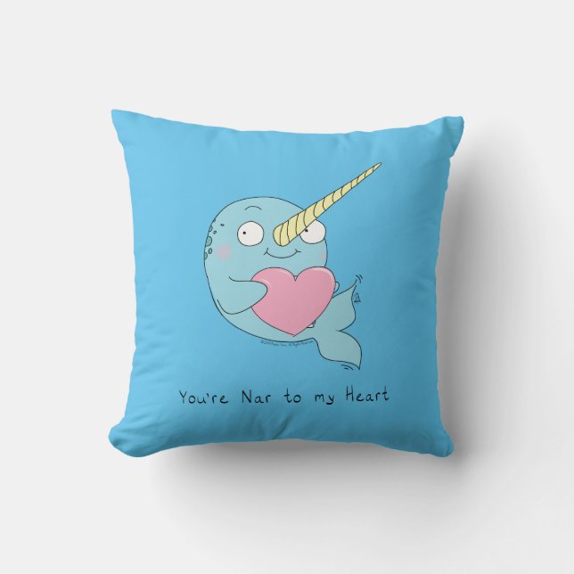 Narwhal avec coeur Saint Valentin Coussin (Recto)