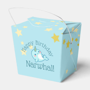 Narwhal Baby Blue Birthday with starfish Favor Box