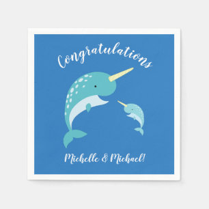 Narwhal Baby Shower Blue Boy Cute Napkin