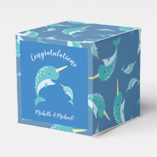 Narwhal Baby Shower Blue Boy Whale Favor Box