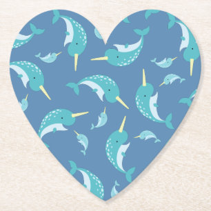 Narwhal Baby Shower Blue Boy Whale Paper Coaster