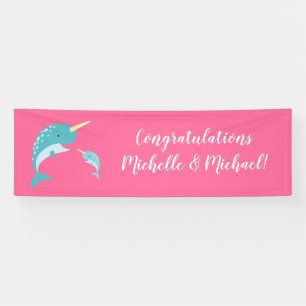 Narwhal Baby Shower Pink Girl Whale Banner