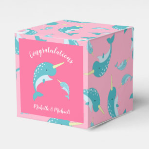 Narwhal Baby Shower Pink Girl Whale Favor Box