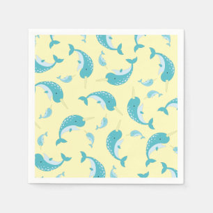 Narwhal Baby Shower Yellow Gender Neutral Whale Napkin