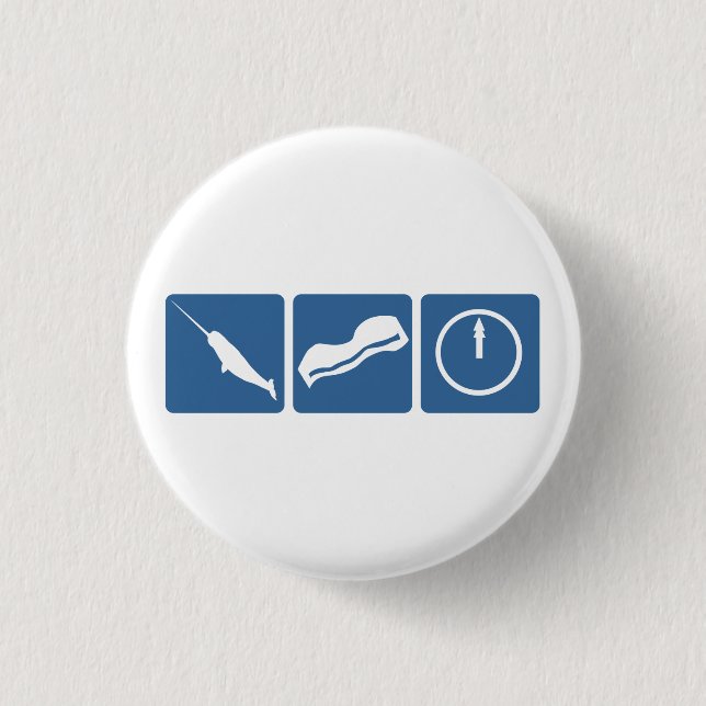 Narwhal - Bacon - Midnight 1 Inch Round Button (Front)
