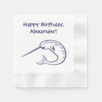 Narwhal Birthday Party Custom Paper Napkins