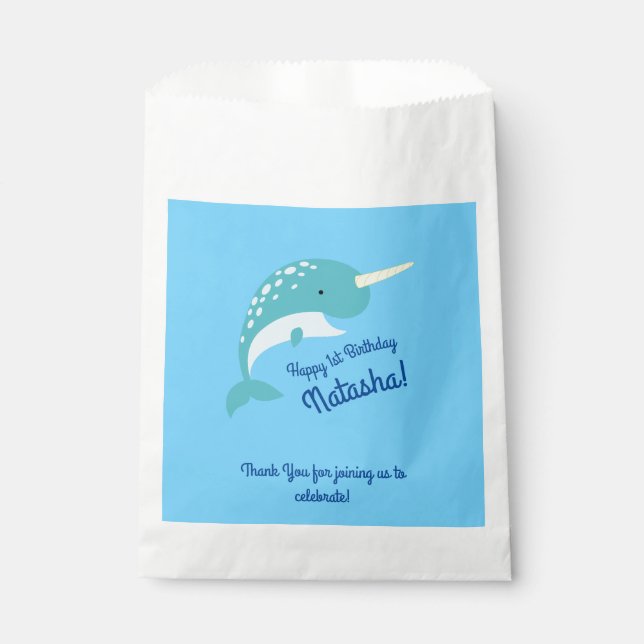 Narwhal Birthday Party Favour Bag (Front)