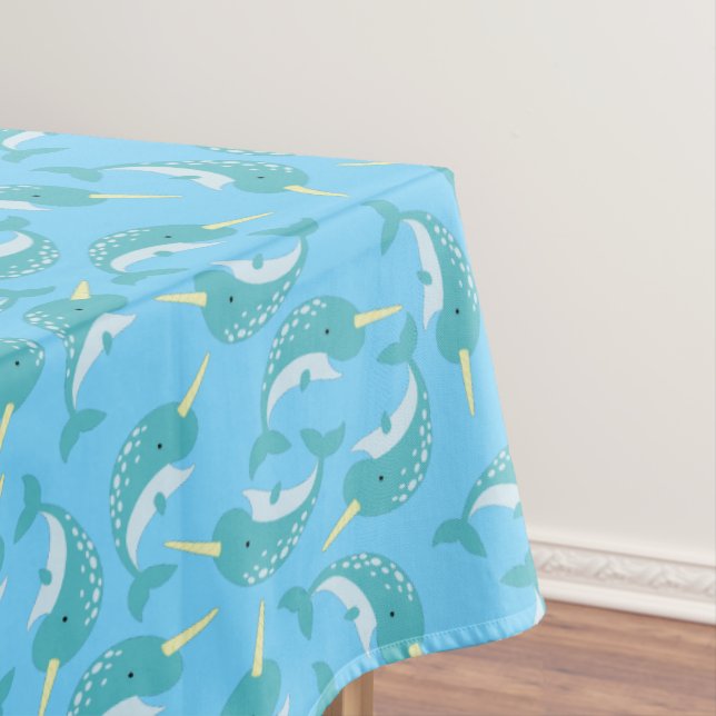 Narwhal Birthday Party Tablecloth (In Situ)