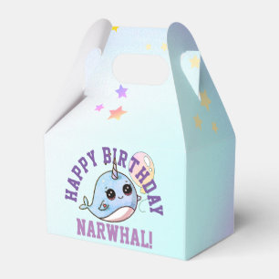 Narwhal Birthday Personalized with balloon Favor Box