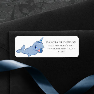 Narwhal Blue   Adorable Baby Kawaii Return Address