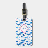 Narwhal Blue Whale & Heart Pattern Personalized