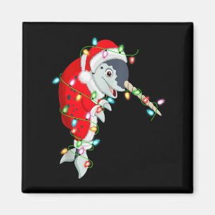 Narwhal Christmas Lights Santa Costume Cute Animal Magnet
