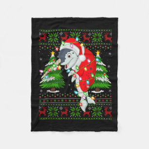 Narwhal Christmas Lights Santa Costume Ugly Xmas S Fleece Blanket