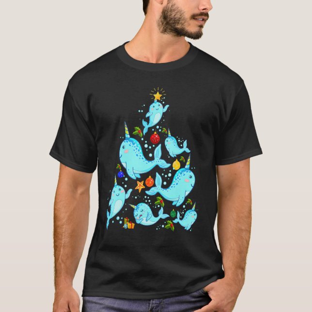 Narwhal Christmas Tree T-Shirt (Front)