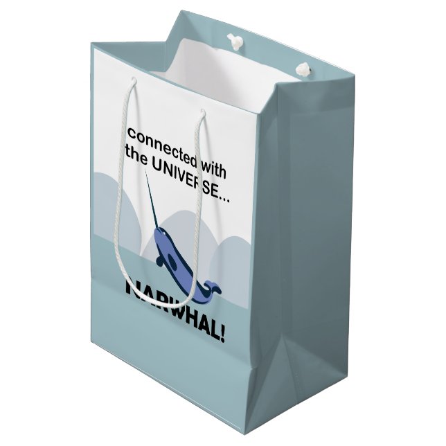 Narwhal Connected With The Universe Narwhal Medium Gift Bag (Front Angled)