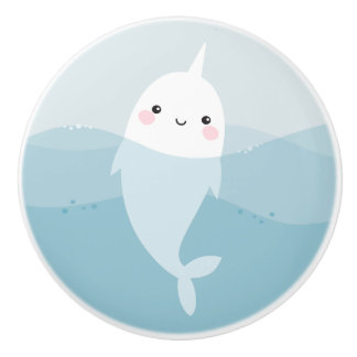 Narwhal et bouton de porte de vagues