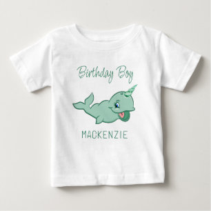 Narwhal Green Cute Mint Chibi Cartoon Sea Life Baby T-Shirt